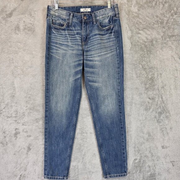 Hollister Jeans Womens 1 25 Blue Medium Wash Boyfriend Distressed Denim Pants - Picture 1 of 10